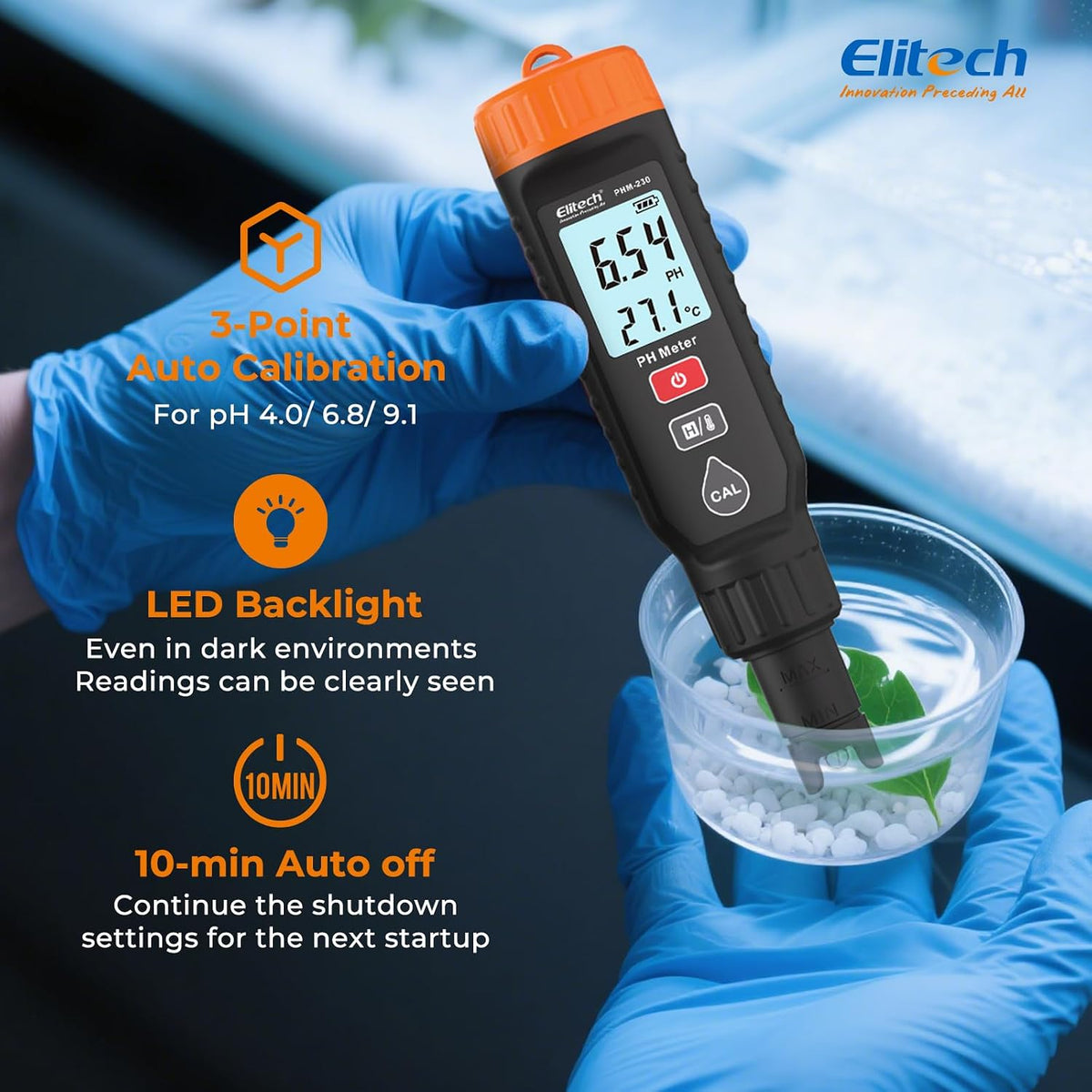 Elitech PHM-230 Professional Digital pH Pen Meter for Water and Solutions