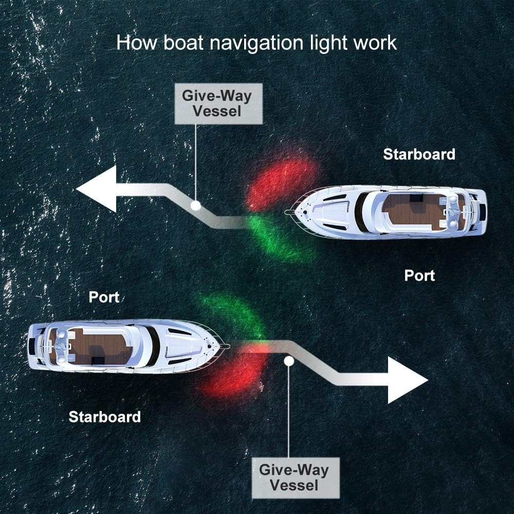 LED Boat Navigations Light Marine Red and Green Bow Light (Silver)