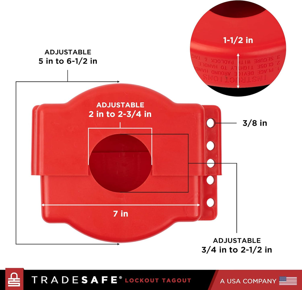 TRADESAFE Adjustable Gate Valve Lockout, 1 to 6-1/2 inch Diameter Handles