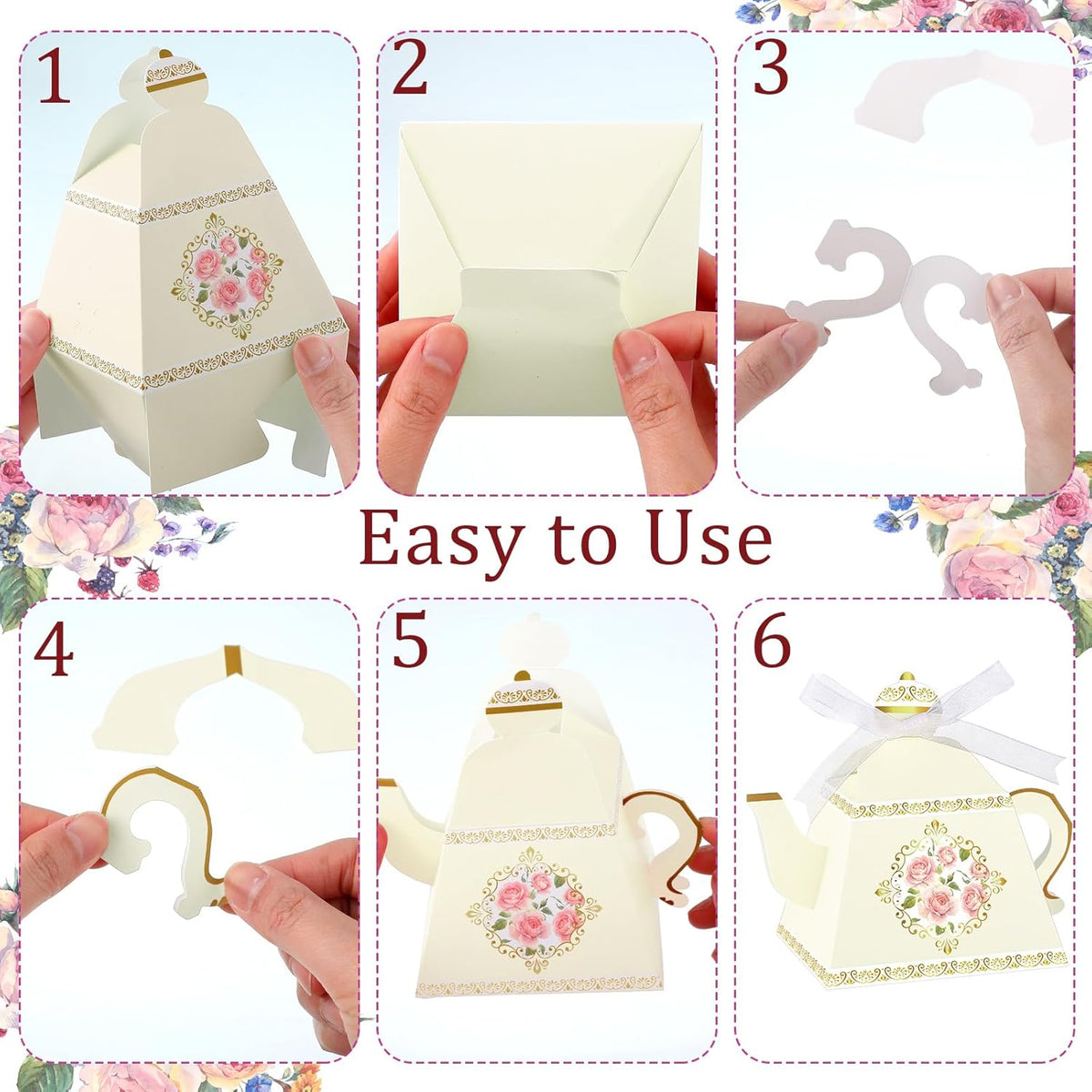 50 Pcs Summer Tea Party Favor Boxes Party Decorations, Light Yellow