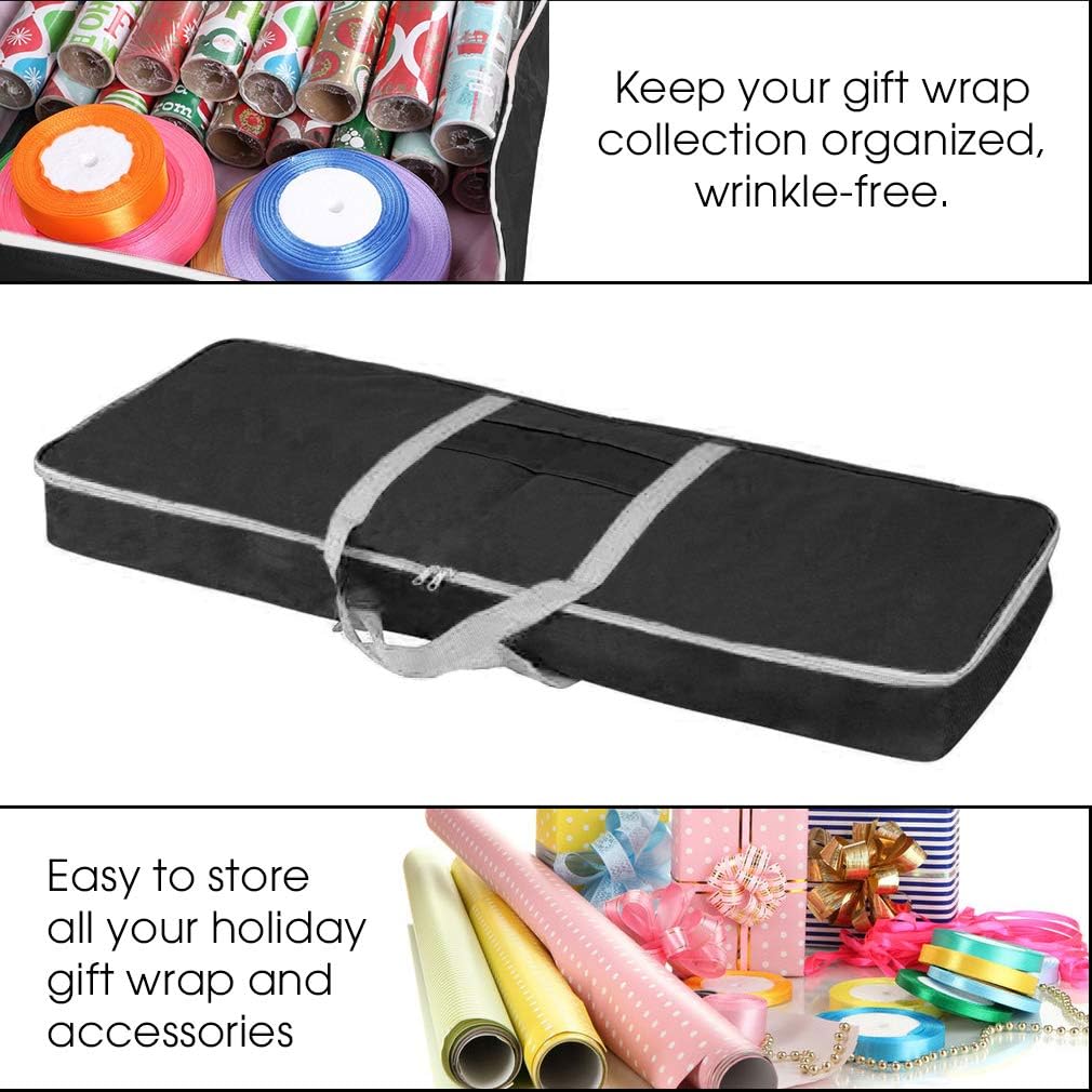 Christmas Gift Wrap Organizer | Wrapping Paper Storage Container Box (37” x 14” x 4”) Constructed of Durable 600D