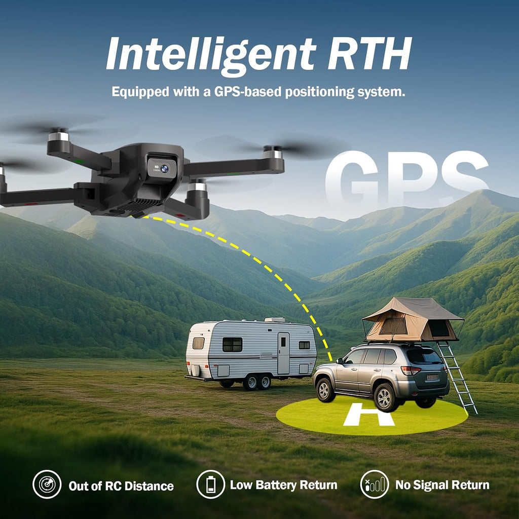 4.5‘’ Screen on Controller GPS Drone with EIS Camera for Adult Kid Beginner | Auto Return and Follow Me Mode Long
