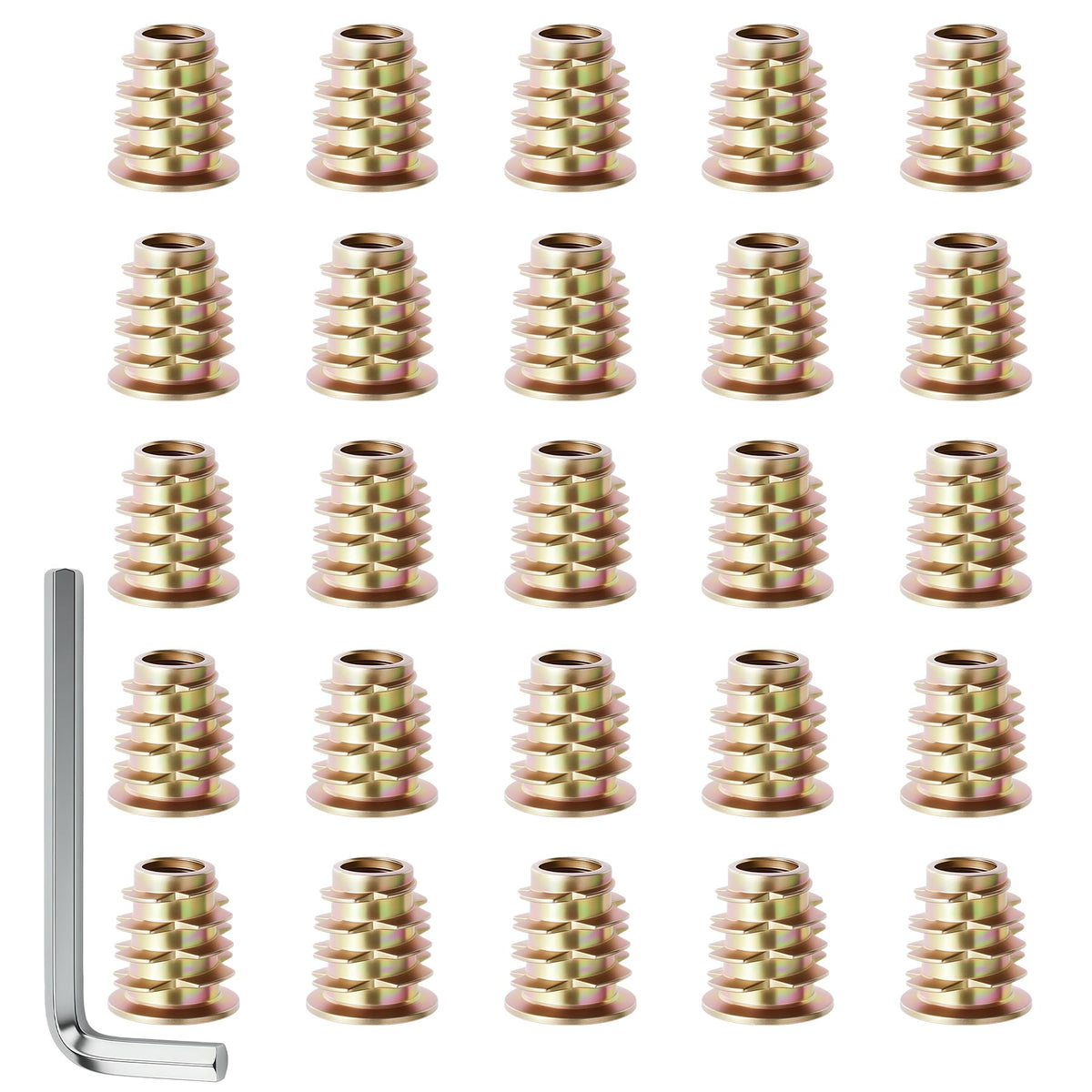 FOCMKEAS 25 Pcs M6 x 13mm Threaded Inserts, Round Washer, Hex Drive