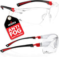 Clear Safety Glasses for Men and Women with Anti-Fog and Scratch Resistant Wrap Around Lenses, Adjustable Temples and