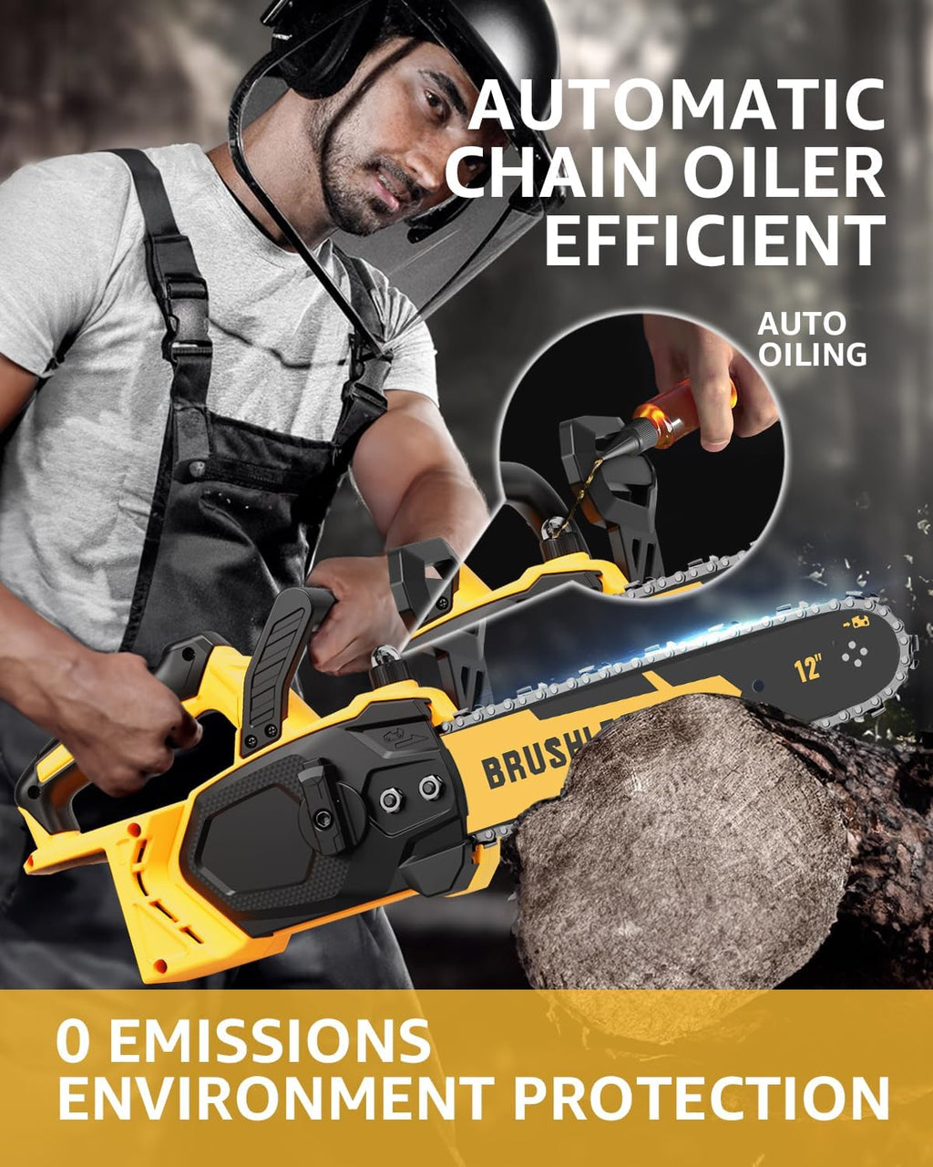 Brushless Cordless Chainsaw Electric 12 Inch Compatible with Dewalt 20V Max Battery Power, No Battery Included 45Ft/s