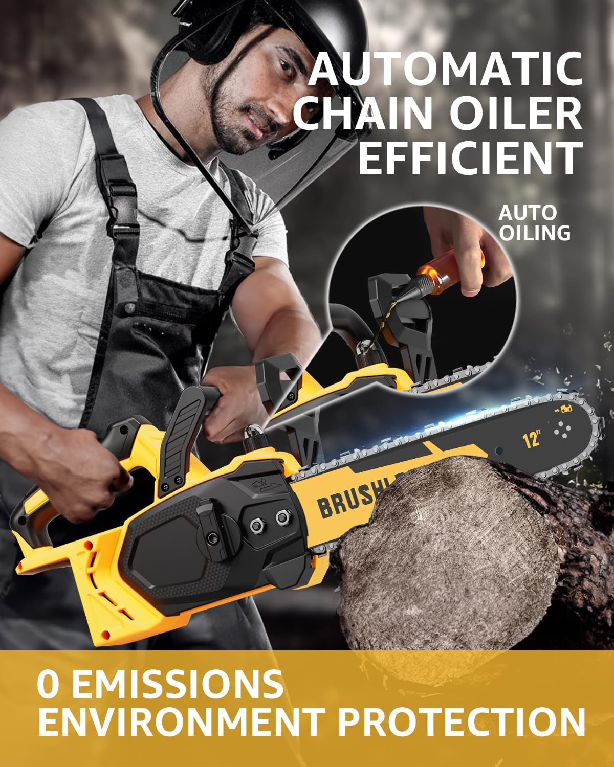 Brushless Cordless Chainsaw Electric 12 Inch Compatible with Dewalt 20V Max Battery Power, No Battery Included 45Ft/s