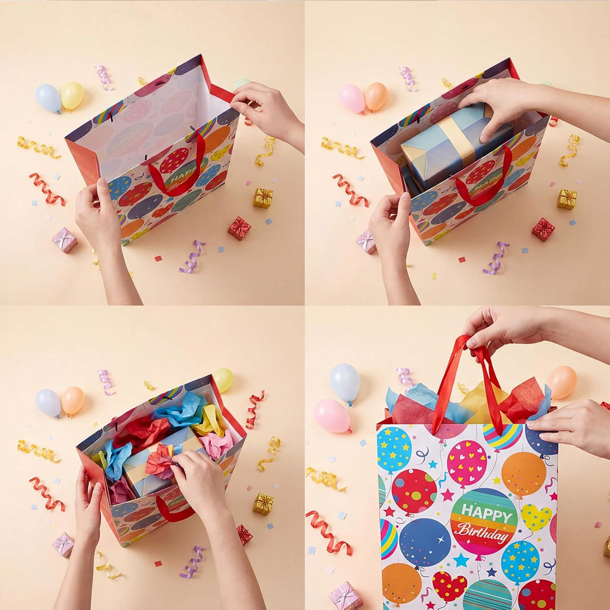 2 Pcs 16.5'' Large Happy Birthday Gift Bag for Boys Kids Men