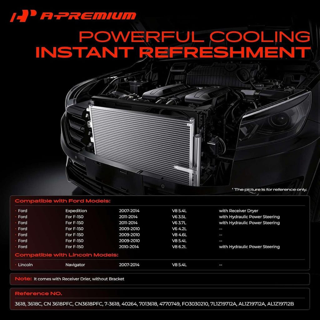 A-Premium Air Conditioning Condenser Compatible with Ford & Lincoln