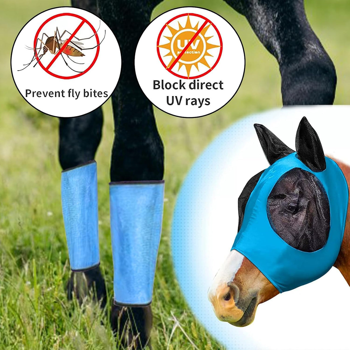 Loose Fitting Horse Fly Boots, Breathable Mesh Boots Protective Horse Leg Wraps, Horse Leggings for Preventing Flies