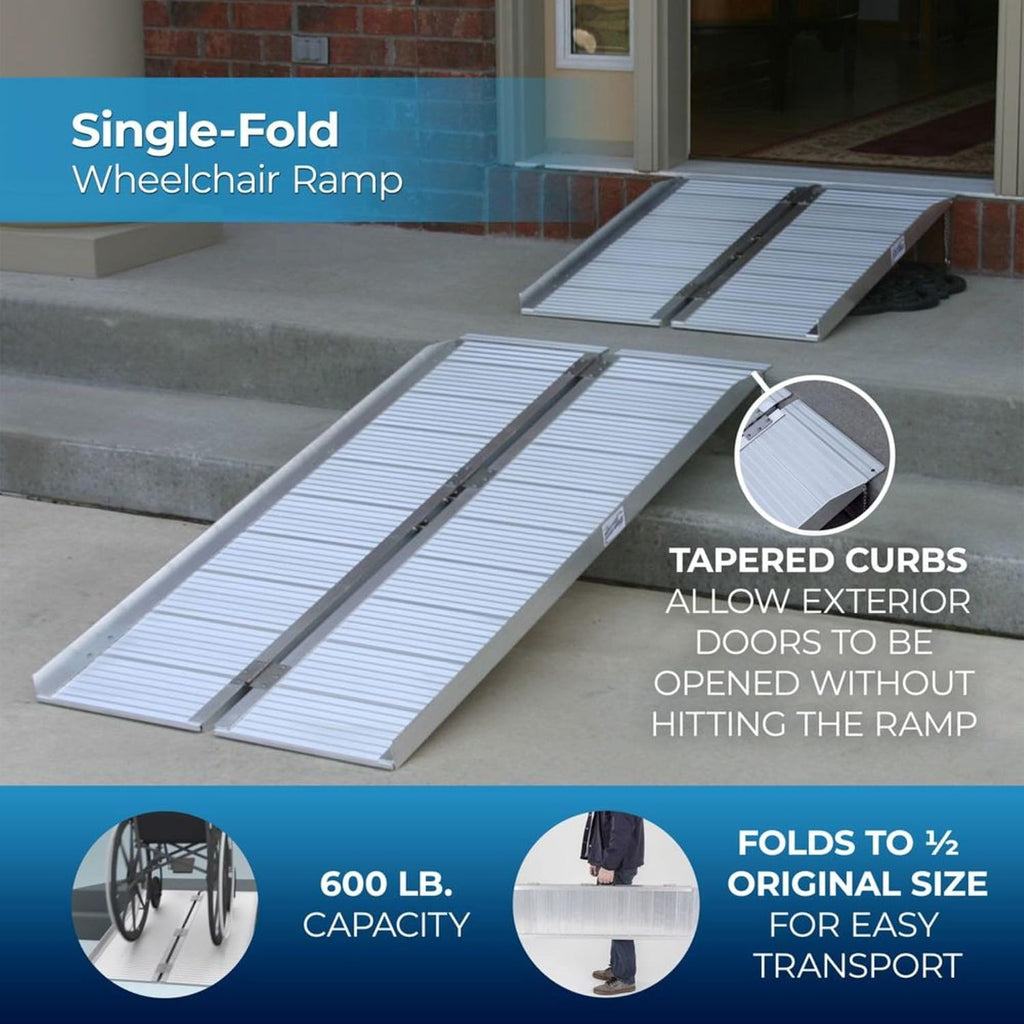 5' Threshold Ramp for Home Enty, 600 lb Cap, Silver Spring