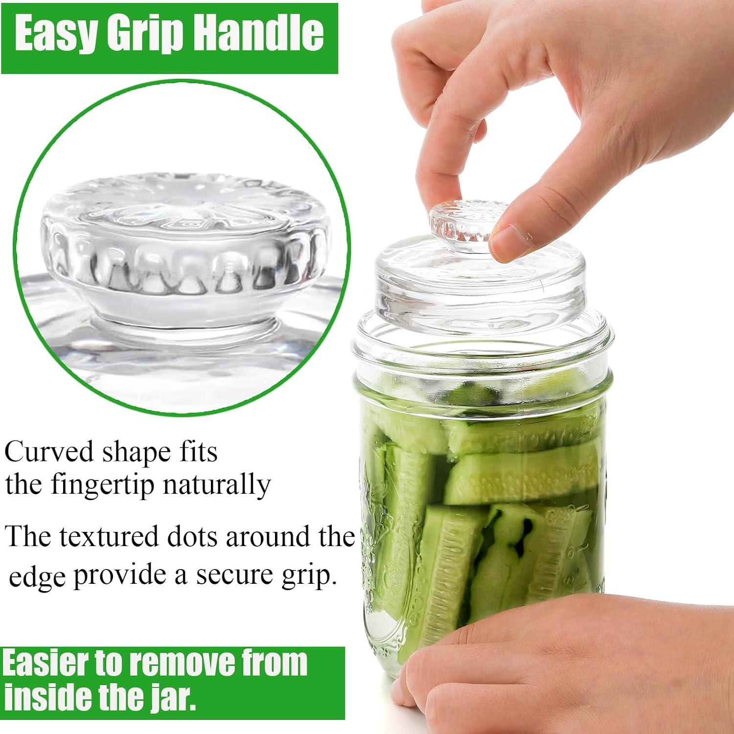9 Pack Glass Fermentation Weights with Easy Grip Handles, Heavy Glass Fermenting Lids Kit for Wide Mouth Mason Jar