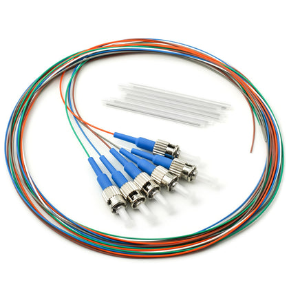 6 Strand Singlemode 9/125 ST-UPC Fiber Pigtail, ST OS2 Fiber Optic Pigtail, Includes 6 Fiber Optic Fusion Splice