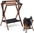 1 Pack Pine Wood Folding Saddle Rack Storage Tray, Vintage Brown
