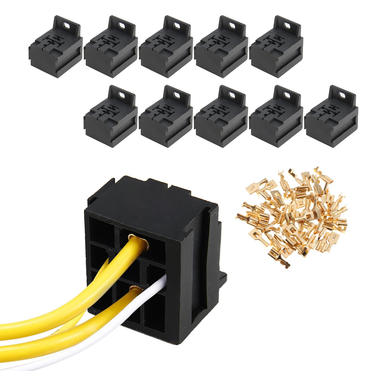 Middrivr Relay Base Holder, 10Pcs, Black, Gold