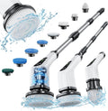 Electric Spin Scrubber, Cordless Cleaning Brush with 8 Replaceable Brush Heads, Tub and Floor Tile 360 Power Scrubber