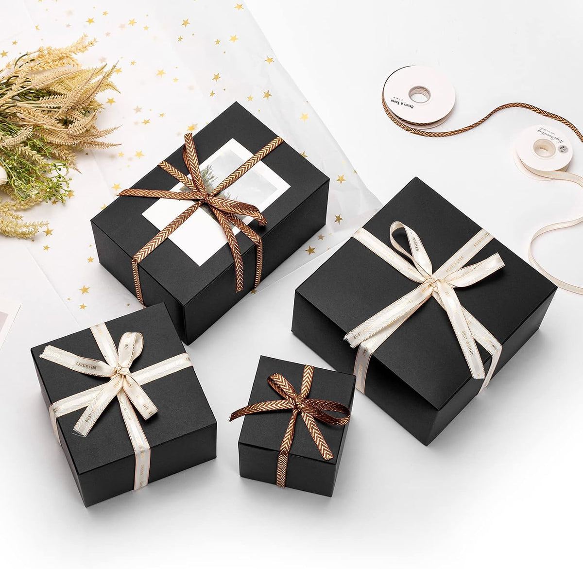 Black Gift Boxes with Lids 9x6x4 Inches 10 Pack Groomsmen Proposal
