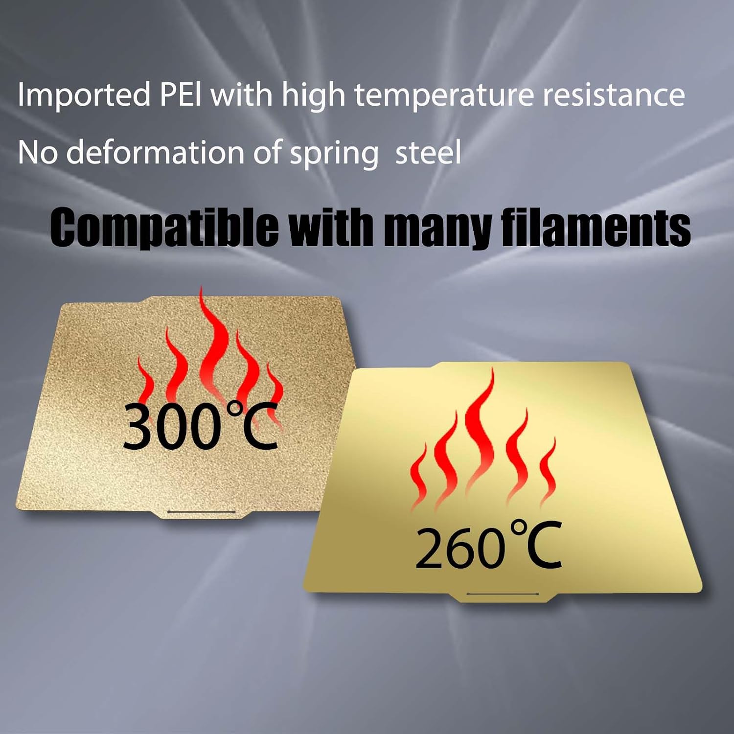 JUUPINE 257x257mm Double Sided Flexible PEI Sheet, Smooth PEI +Textured PEI Surface for Bambu Lab X2D/P2S/P1P/P1S