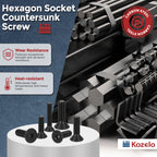 Kozelo 10Pcs #6-32x1/4 Flat Head Socket Cap Screw Countersunk Bolt