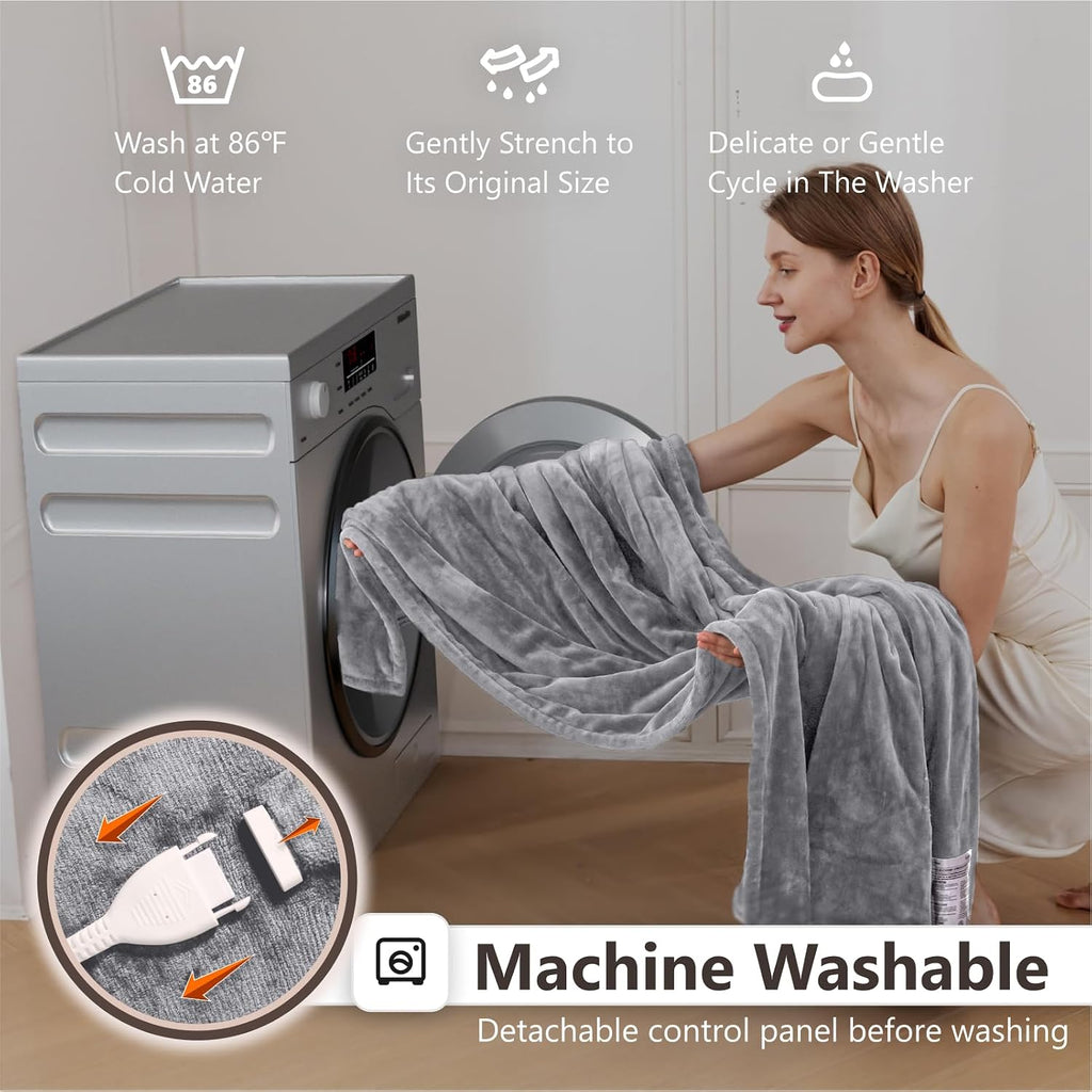 Heated Blanket Electric Queen Size 84"x90"-Dual Control with 10 Heat Levels 12 Timer Settings and 8 Hours Auto-Shut