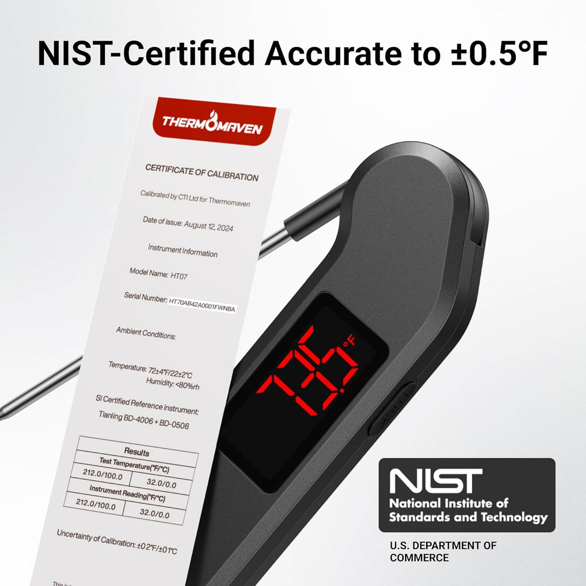 1 Sec Professional Digital Meat Thermometer, ±0.5℉ Accuracy
