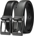 Boys Belt, Most Size Kids 1 1/4" Dress Reversible Belt for Youth - One Leather Belt Two Style | 1 Belt, 2 Colors