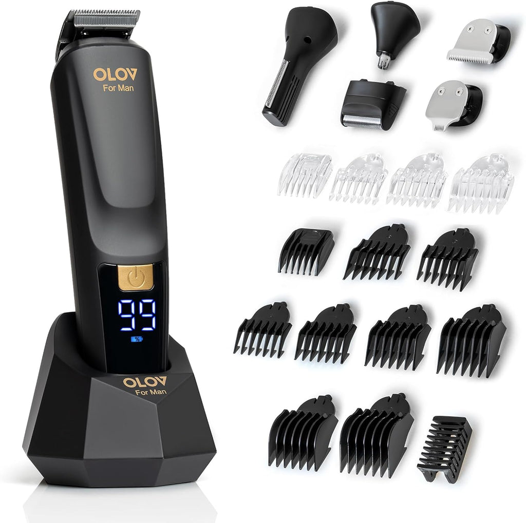 Beard Trimmer, 21 Piece All-in-One Mens Grooming Kit and Hair Clipper, Nose, Ear,Body and Face, Electric Razor with