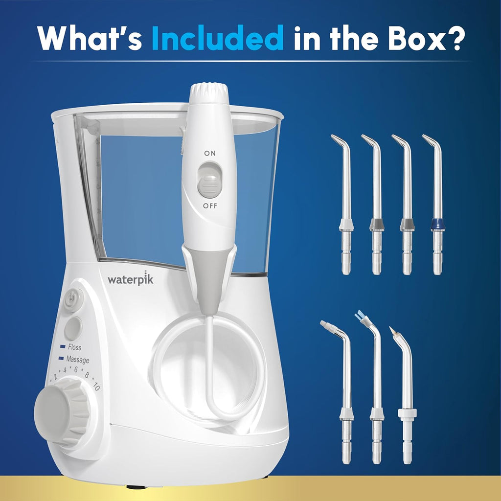 Aquarius Water Flosser For Teeth Cleaning, Gums, Braces, Dental Care, Electric Power With 10 Settings, 7 Tips For