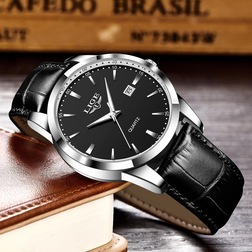 Watches for Men Waterproof Analog Dress Vintage Chronograph Analog Casual Leather Stainless Steel Unique Quartz