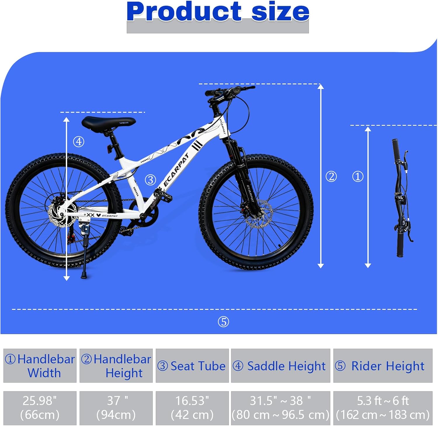 Hardtail Mountain Bike, 26 Inch Wheels Outdoor Cycling Bike, 7-Speed Trigger Shifter, Knobby Mountain Tires