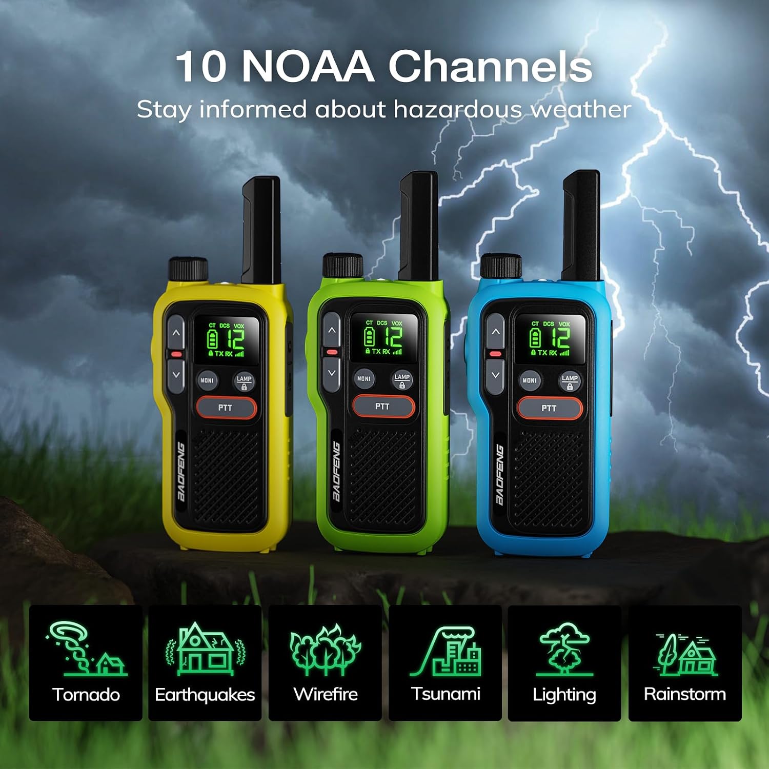 GT-18 Walkie Talkies for Kids Adults Ages 3-12 License Free, 3 Pack | Long Range Two Way Radios, 1500mAh Rechargeable