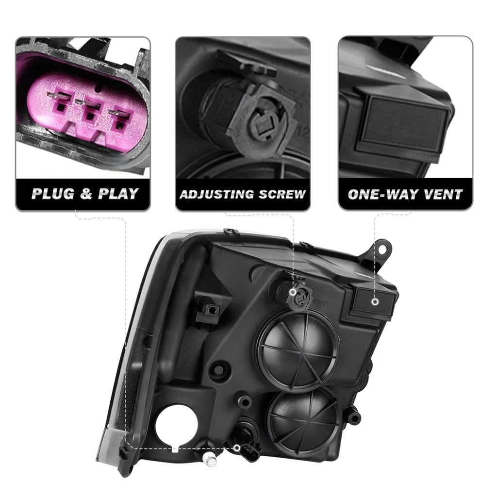 Headlight Assembly Compatible with 2009-2018 Dodge Ram 1500