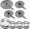 W10196405 W10196406 Electric Stove Burner Drip Pans & MP22YA Electric Range Burner Element Unit Set by Cenipar-Compatible with Whirl-pool Ken-more Ama-na Range Oven/Stove
