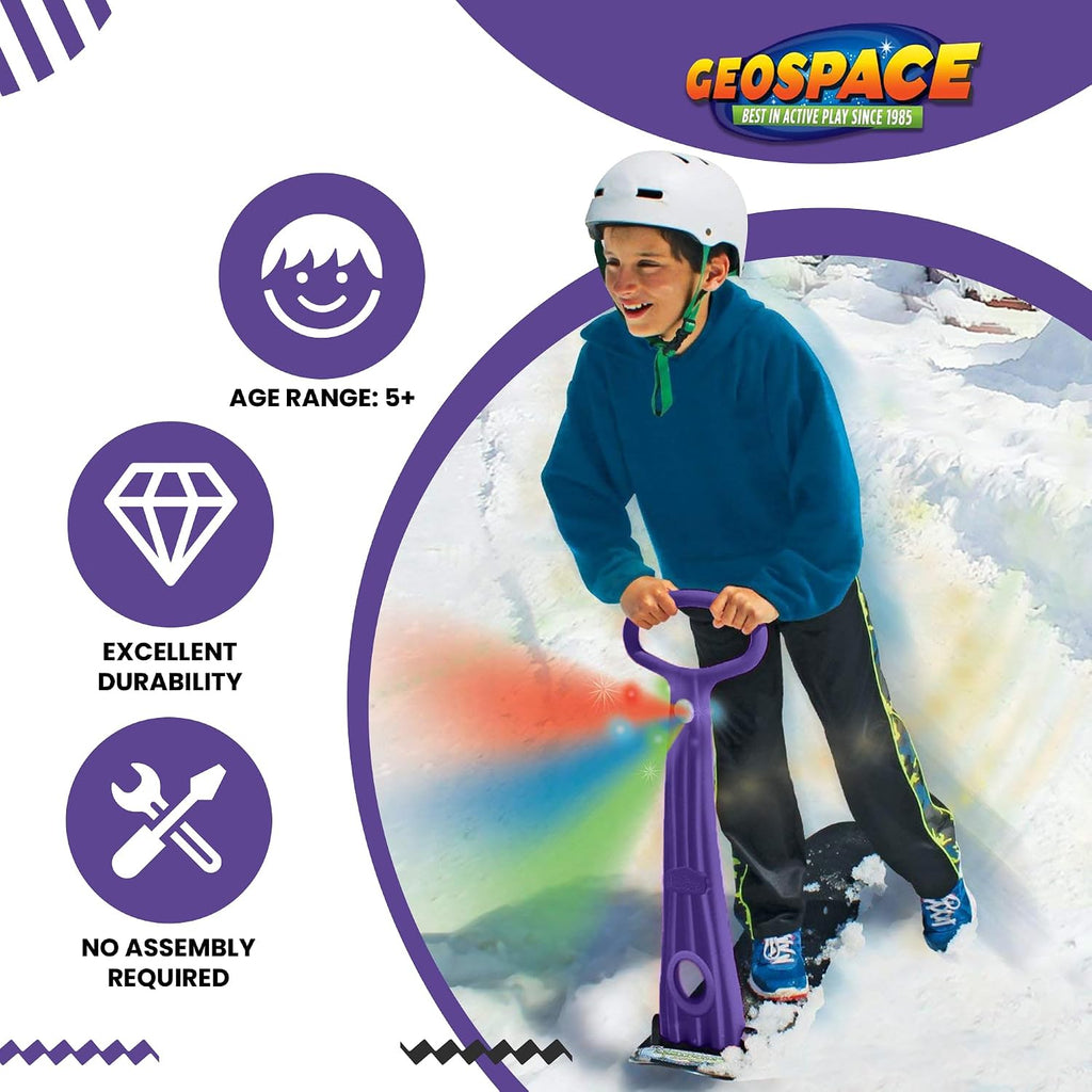 Winter Fun Ski Skate, Foldable Snow Scooter, Ski Skooter, Snow Sled, and Kids Snowboard with LED Light –