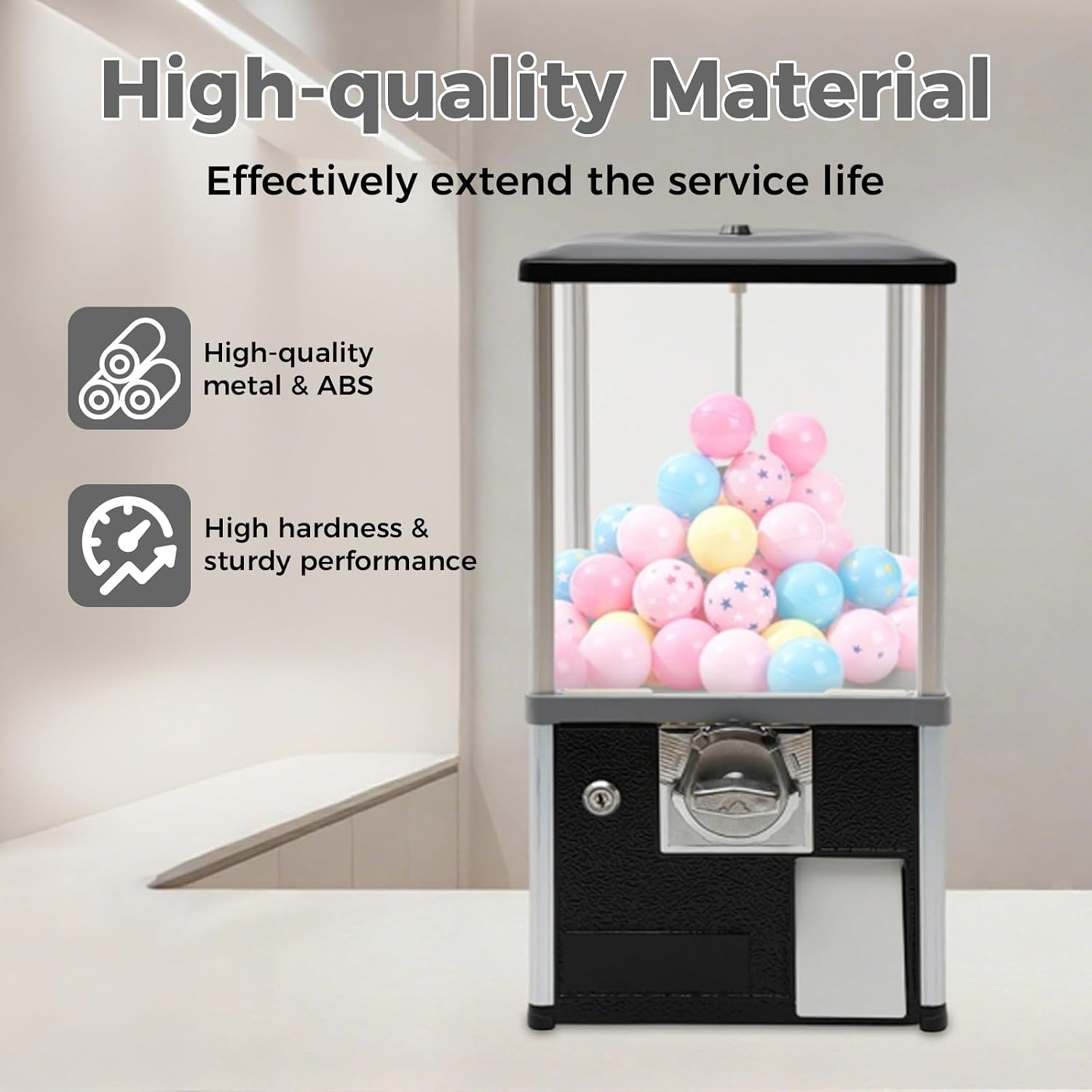 25-Cent Vending Machines, Coin Operated Commercial Large Capacity Gumball Machine Commercial Mini Dispenser Prize