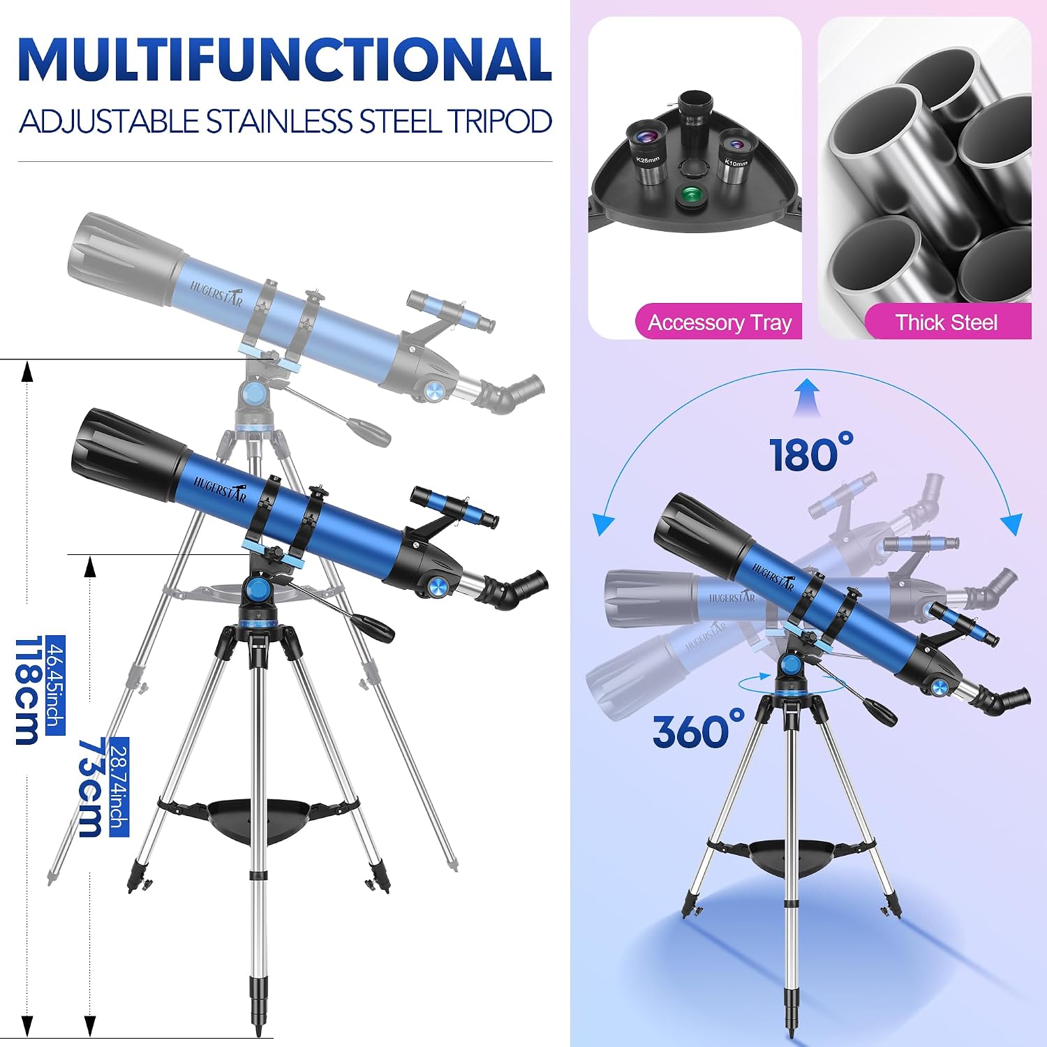 Telescope for Adults High Powered, 90mm Aperture 800mm Refractor | Professional Telescopes