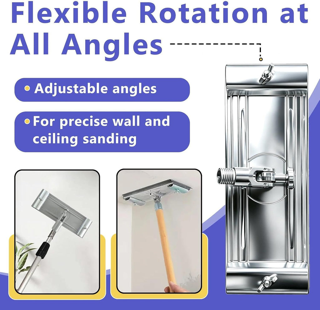 No-flip Pole Sander Head for Drywall Featuring Quick Release Clips, Universal Coarse Thread and Male Threaded Design
