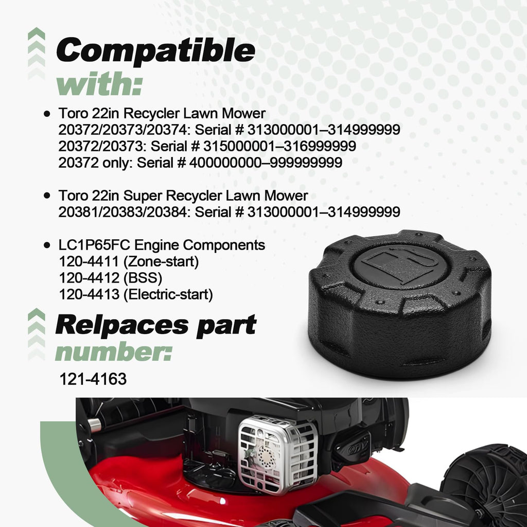 Gas Cap Compatible with Toro Recycler Lawn Mower Replace 121-4163
