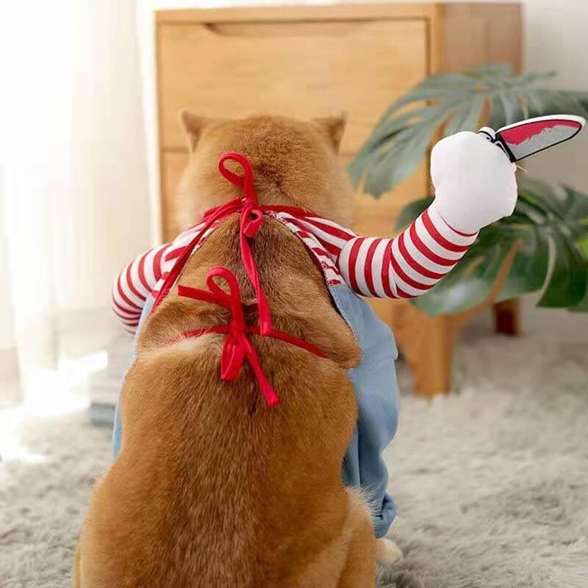 Dog Halloween Costume,Funny Chucky Dog Costume with Pet Wig,Cosplay Scary Outfit with Knife Clothes for Dogs (X-Large)