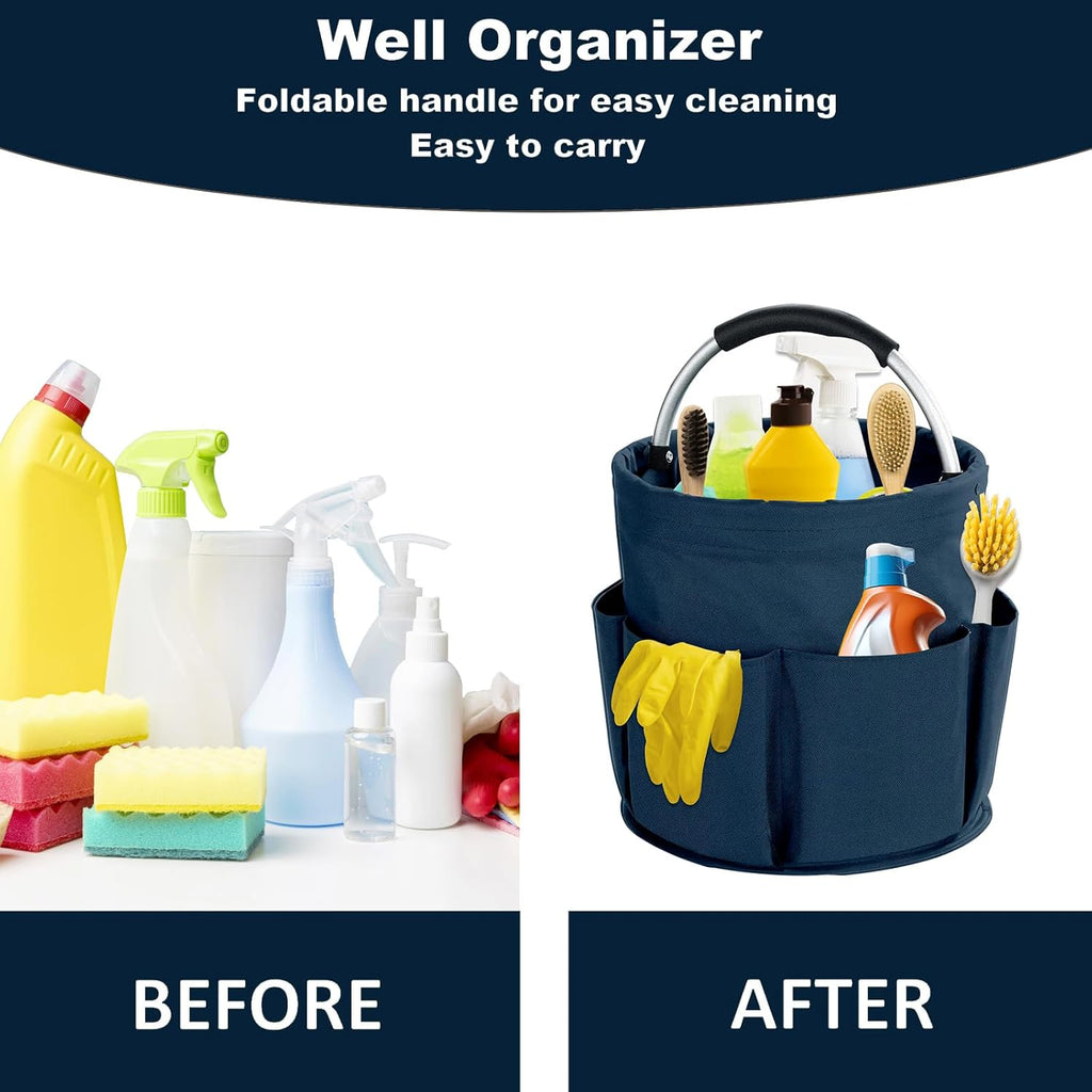 17L Cleaning Caddy with Handle, Cleaning Supplies Organizer, Foldable Storage Basket, Cleaning Supply Caddy, Portable