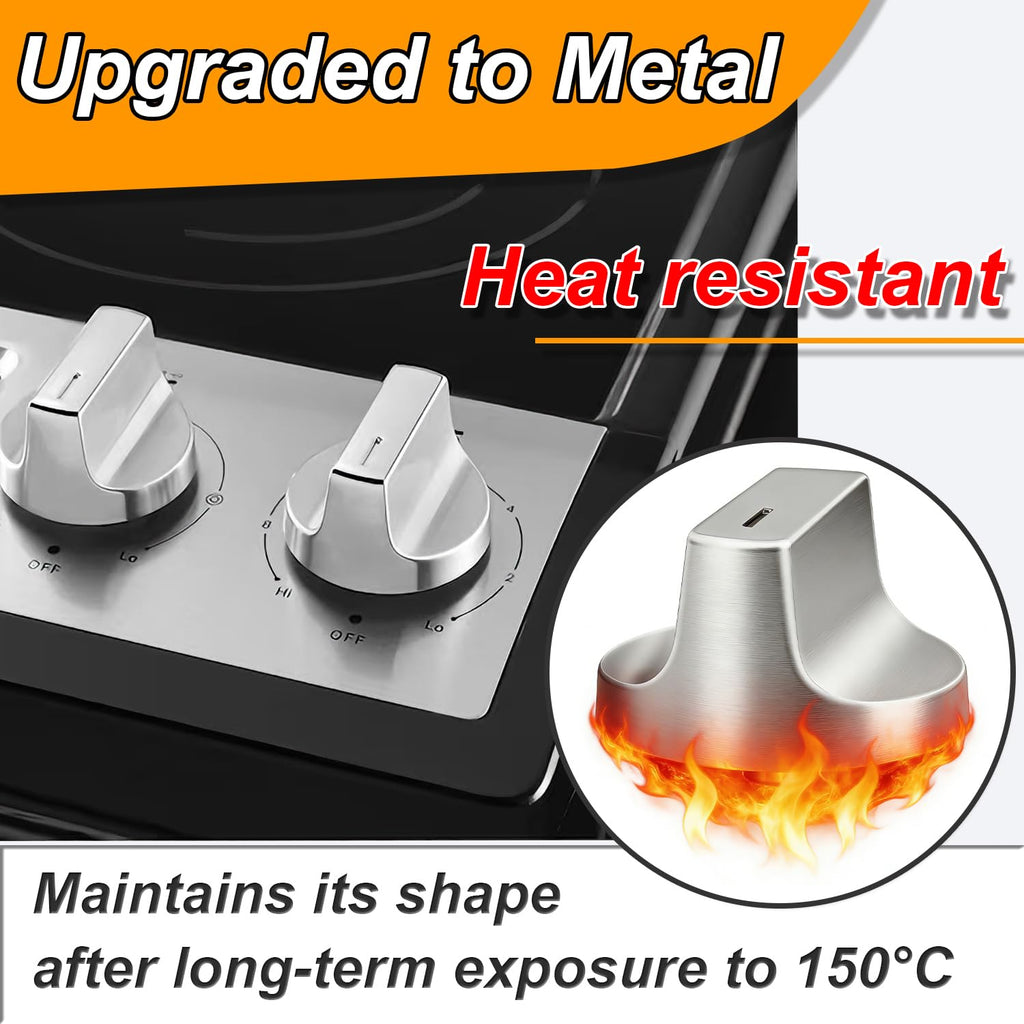 Enhanced W11517331 Stove Metal Knob Fit for Whirlpool Electric Range Oven Knobs Replacements W10850027, W11117415, W11458840. Compatible WFE745H0FH0,WFE745H0FS0,WFE770H0FZ0,YWEE515S0LS0,YWEE745H0FE0
