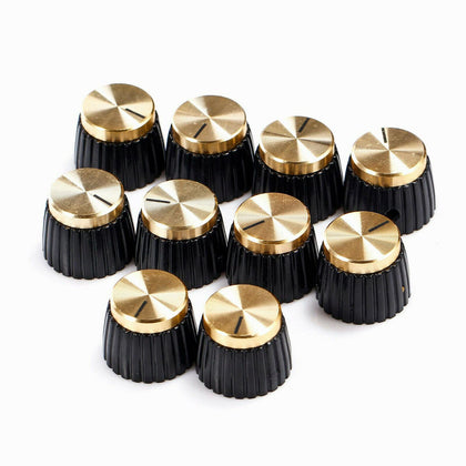 FASTROHY 10Pcs Guitar Amplifier AMP Knobs with Gold Cap Push On Knobs for Marshall Amplifier, Black