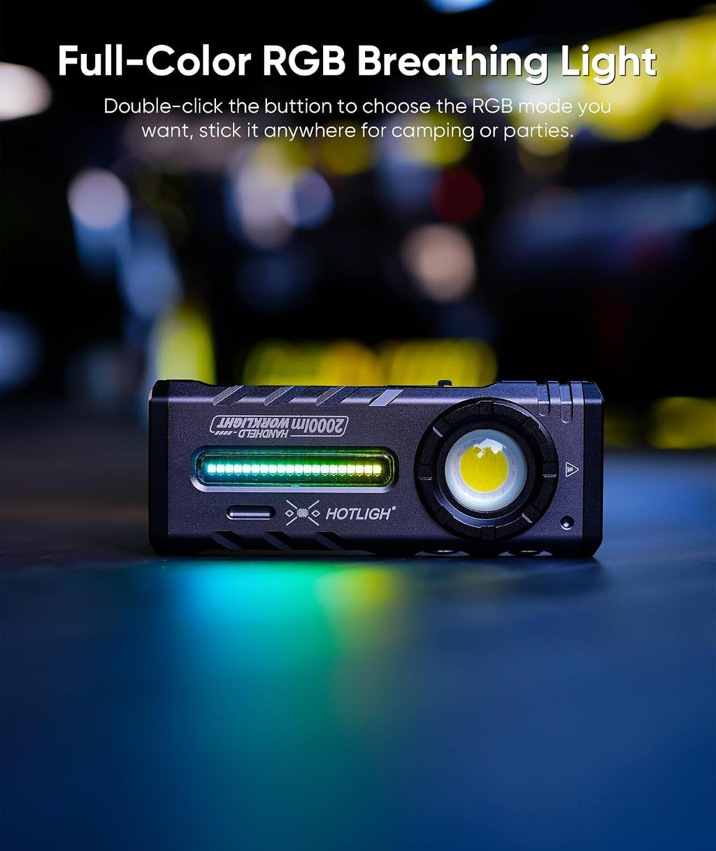 ZF8313 Rechargeable Flashlight, Magnetic EDC Flashlight Rechargeable, 2000 Lumens LED Flashlight with RGB and UV