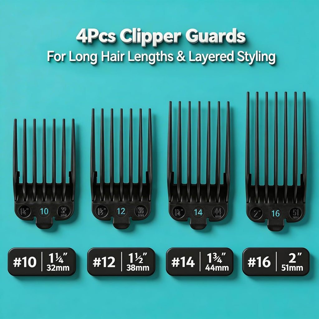 Clipper Guards Set 16 14 12 10 Compatible with Most Wahl Clippers, Clipper Guides Replacement - 1.25" to 2", 4 Piece