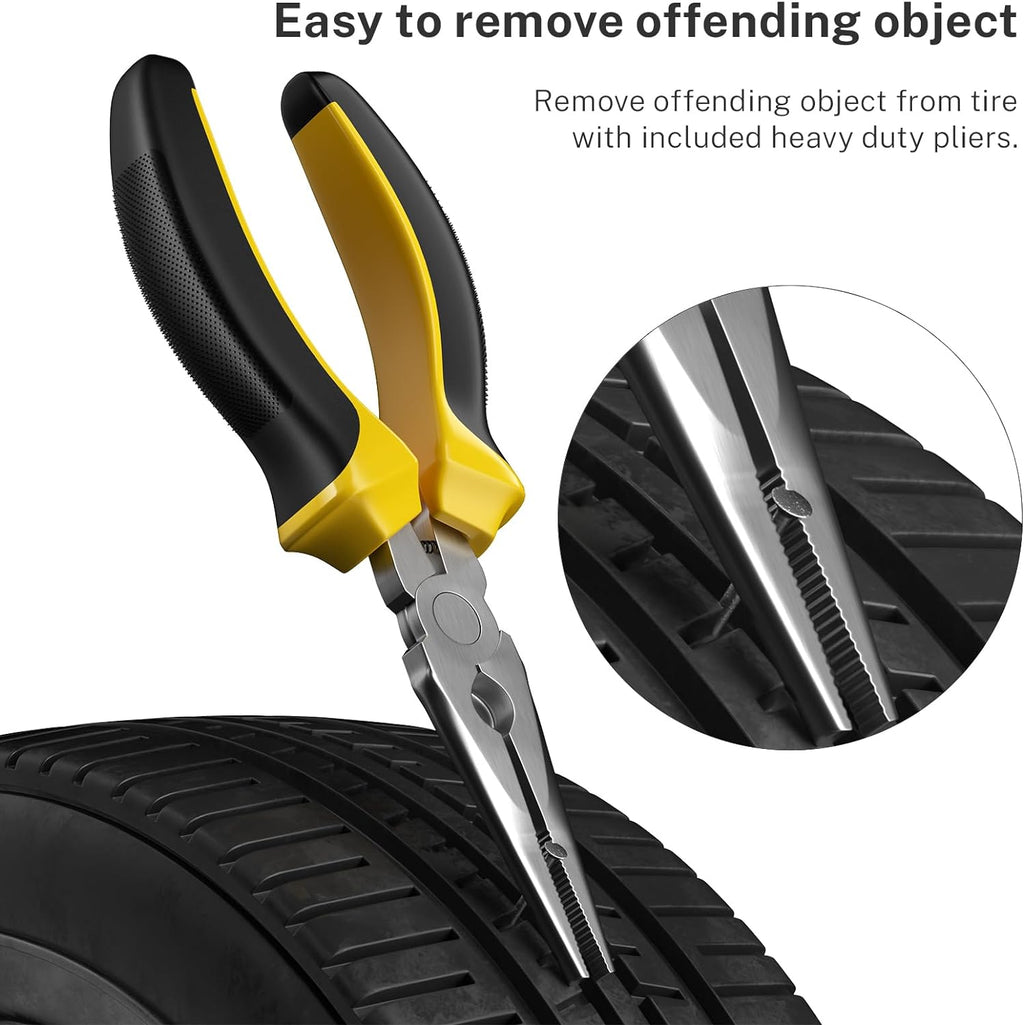 Flat Tire Repair Kit with Plugs 31pcs, Professional Tire Plug Kit | Universal Emergency Tools for Car, Motorcycle