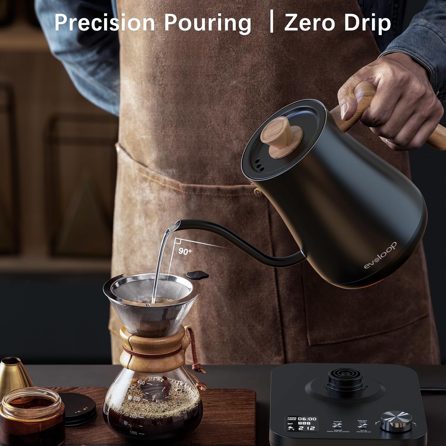 Gooseneck Electric Kettle, Electric tea Kettles, ±1℉ Temperature Control for Pour-Over Coffee & Tea Brewing