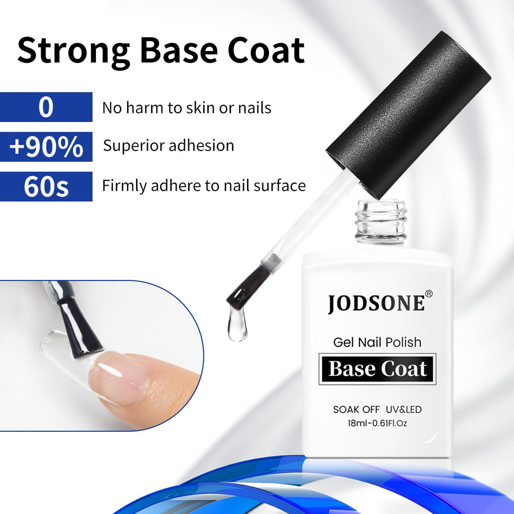 2 Bottles 18ml Top Coat Base Coat Gel Polish Set Compatible for Nail Salon Bright Surface, Girl Gift and At Home DIY