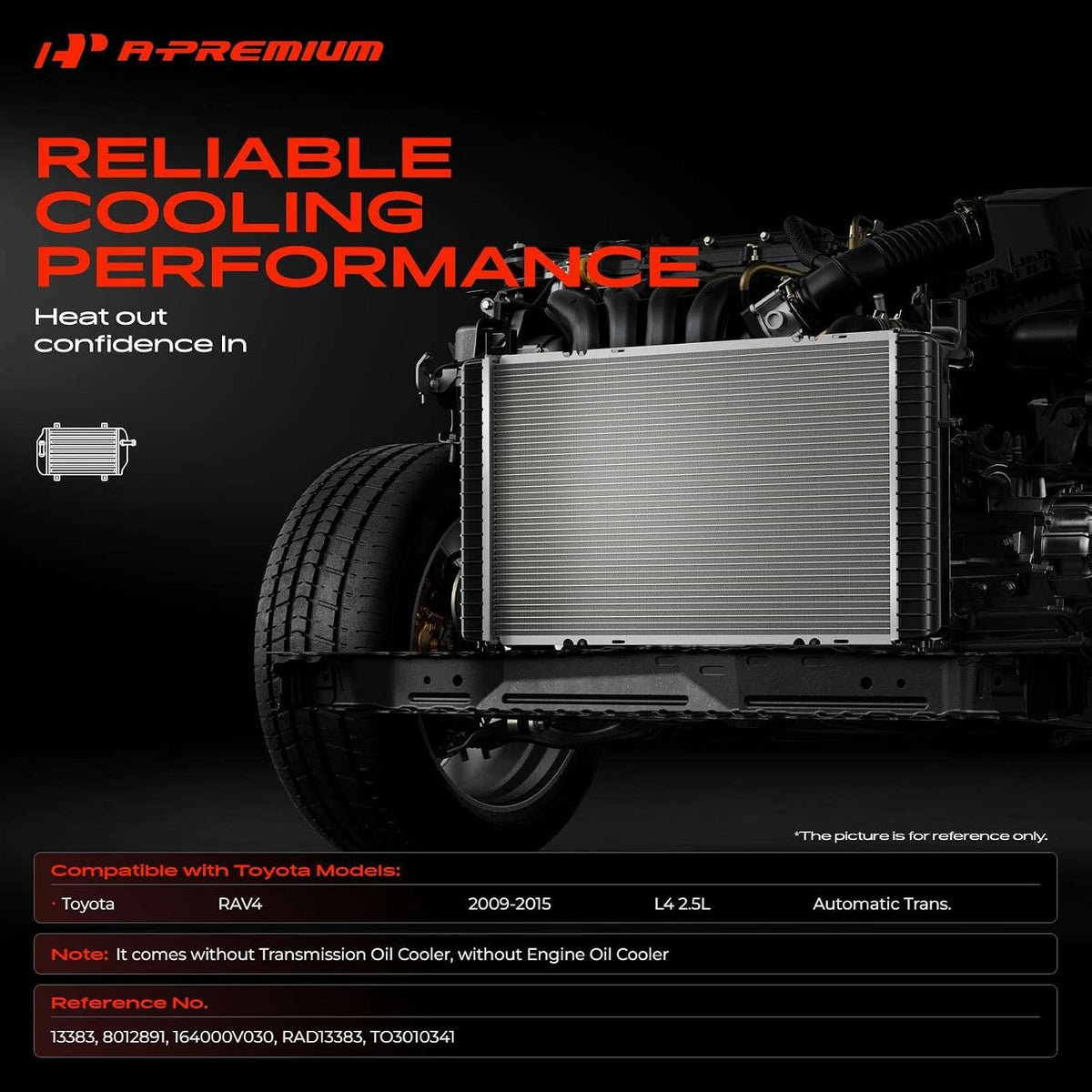 A-Premium Engine Coolant Radiator Assembly Compatible with Toyota