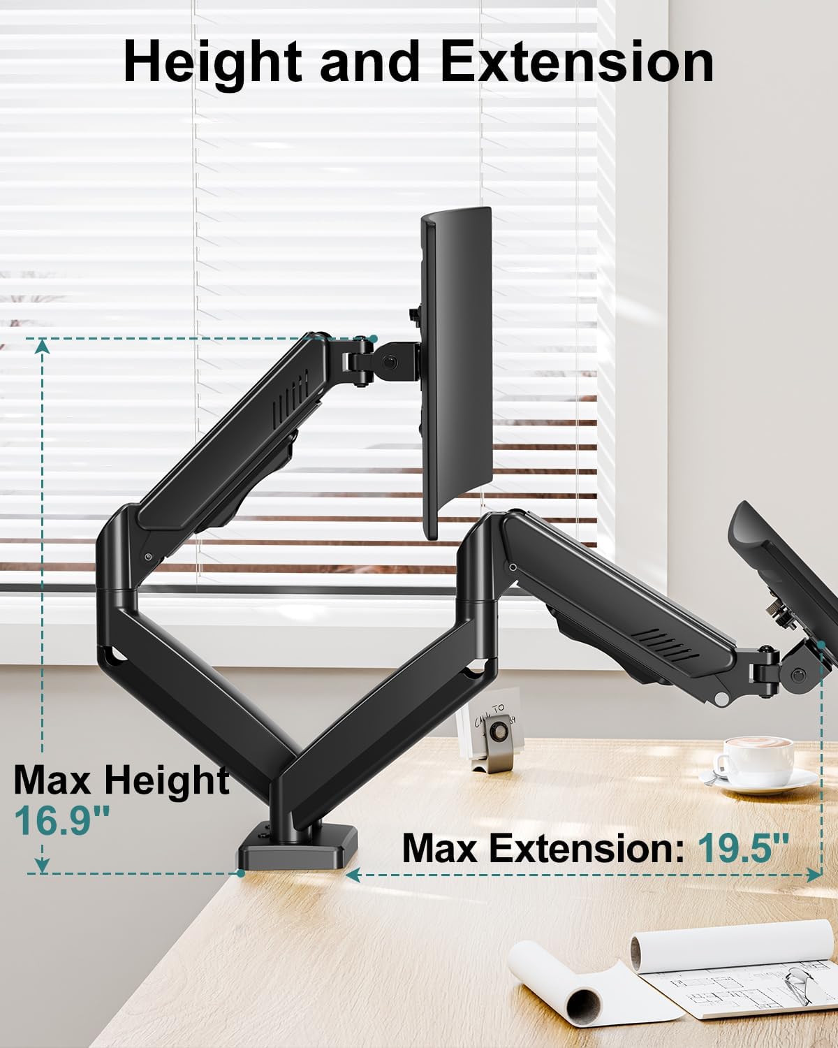 Dual Monitor Arm Desk Mount Fits Max 32 inch Screens, Holds 4.4 to 19.8lbs | Display VESA Mount, Adjustable Double