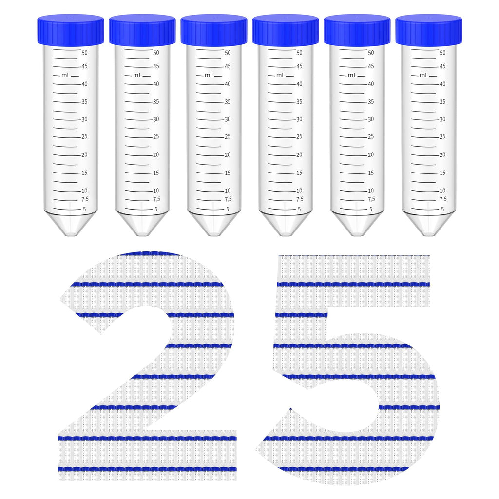 Conical Centrifuge Tubes 50mL, 25 Pcs Sterile Test Tubes with Screw Cap