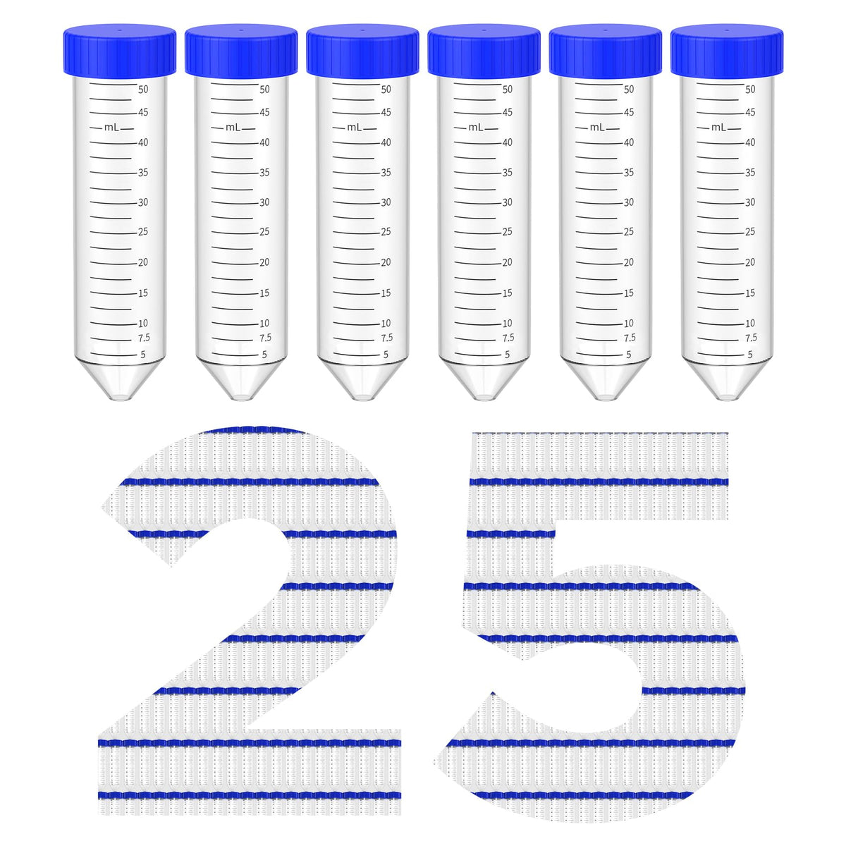 Conical Centrifuge Tubes 50mL, 25 Pcs Sterile Test Tubes with Screw Cap